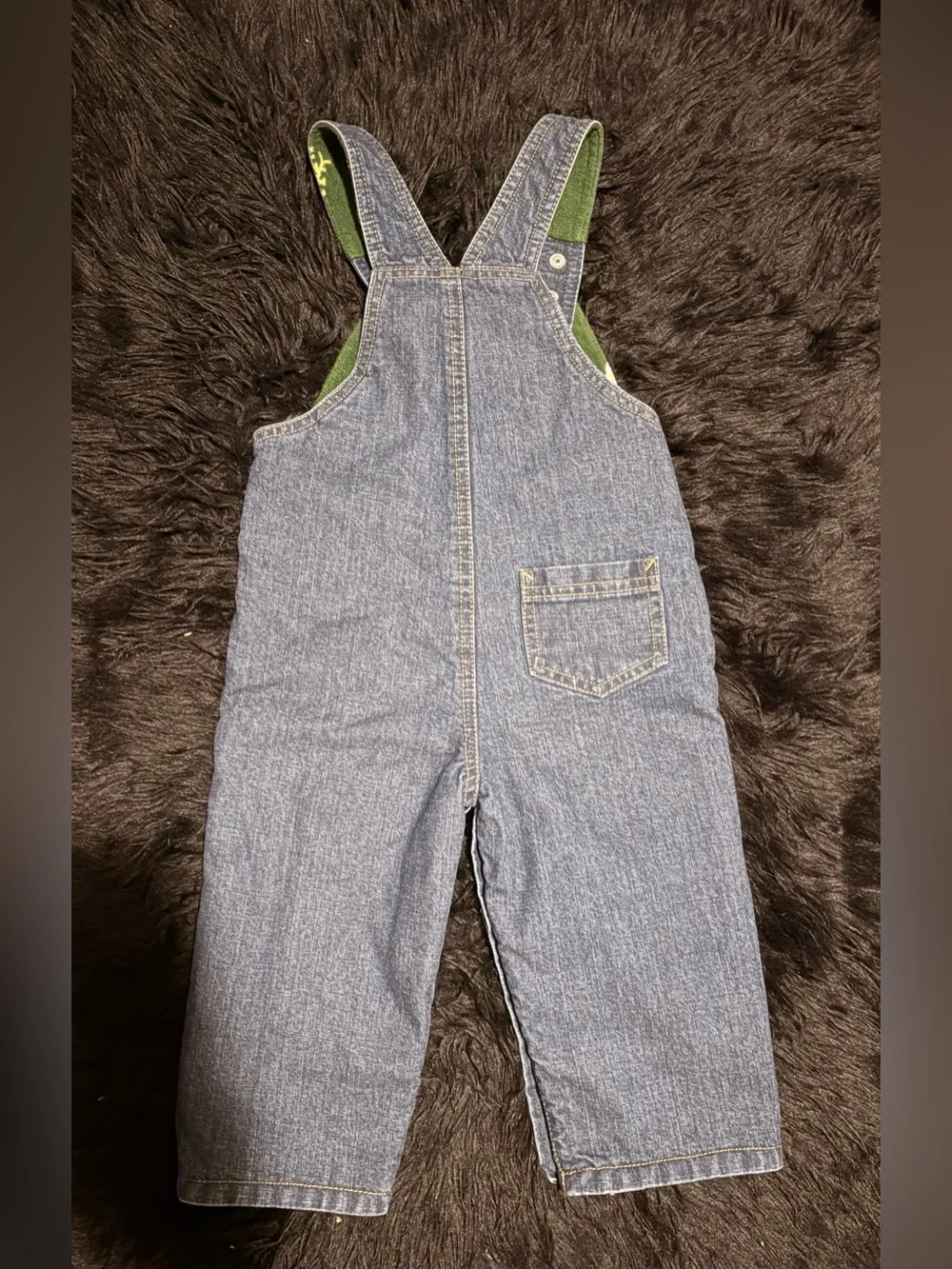 Old Navy Baby 12-18 Month Blue Denim Button Up Snow Overalls W/ Fleece Lining